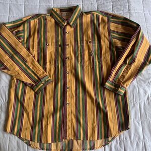 Urgent Gear Long Sleeve Button Brush Popper Western Cowboy Rodeo Farm Striped XL